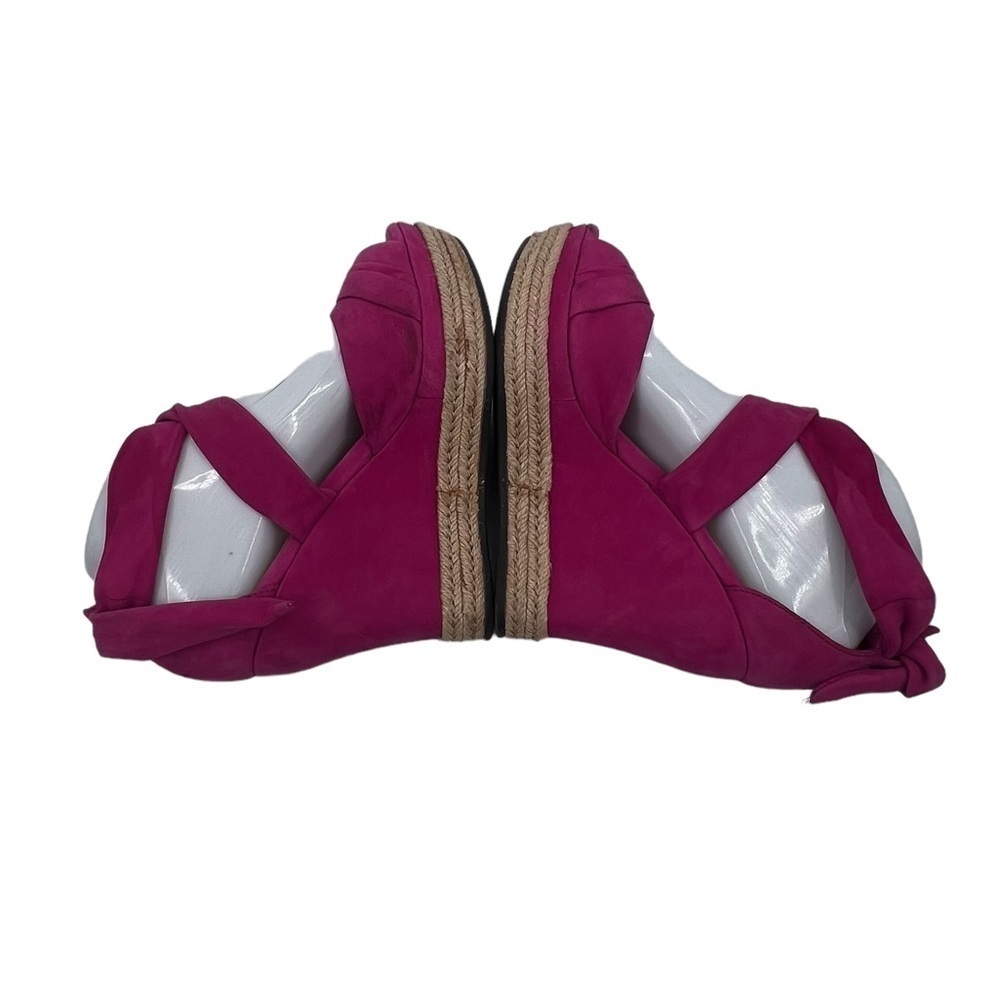 UGG Pink Lucy Espadrille Bow Tie Ankle Strap Jute Wedge Sandals Size 8.5 Women’s - Picture 6 of 9